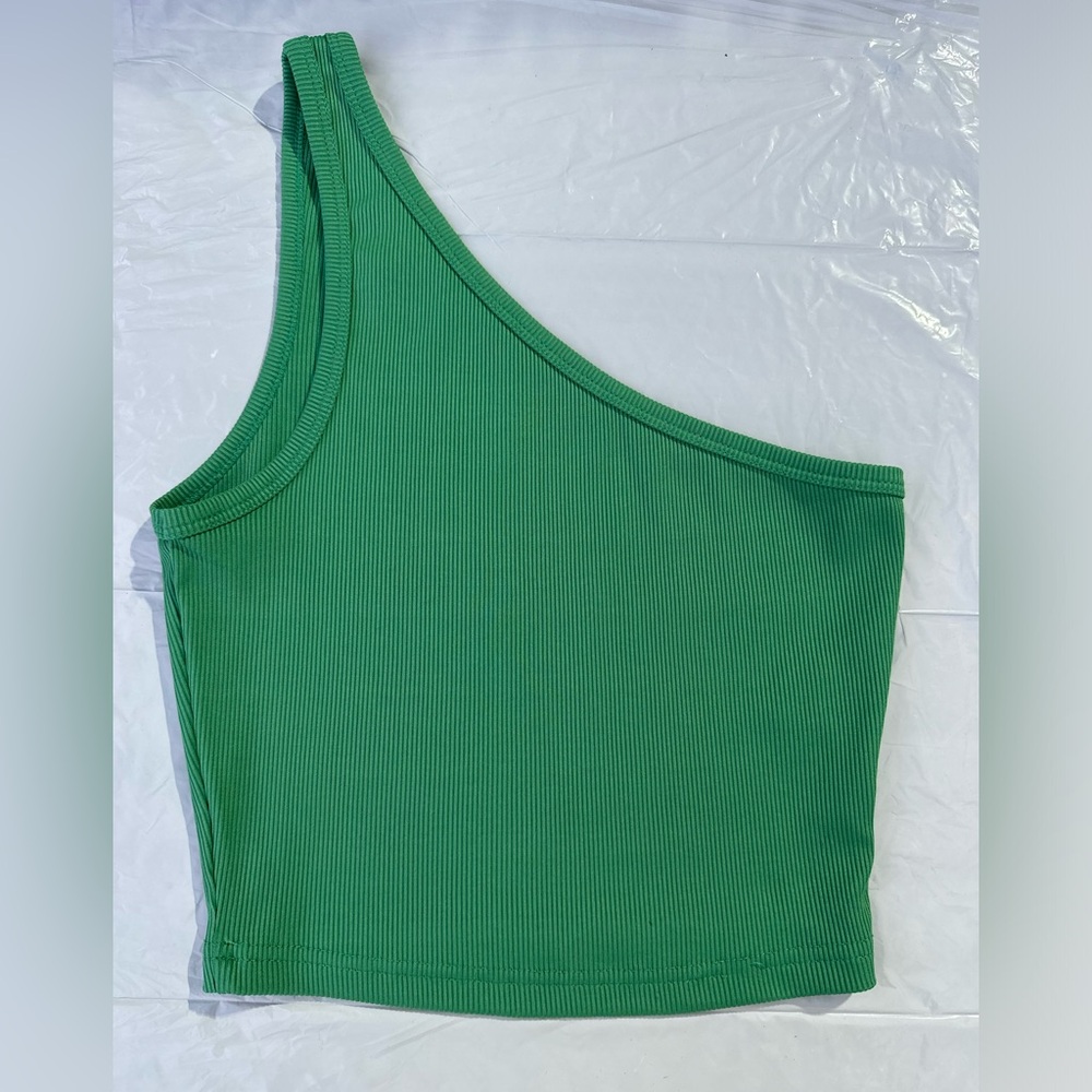 One Shoulder Green Top